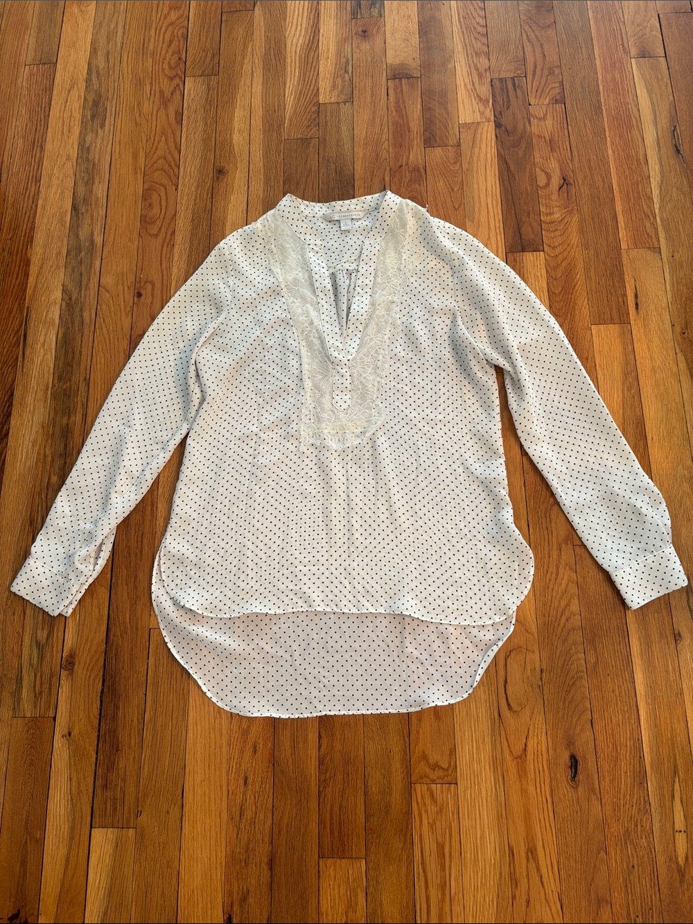 LC Lauren Conrad White Polka Dot Tunic Blouse (2)